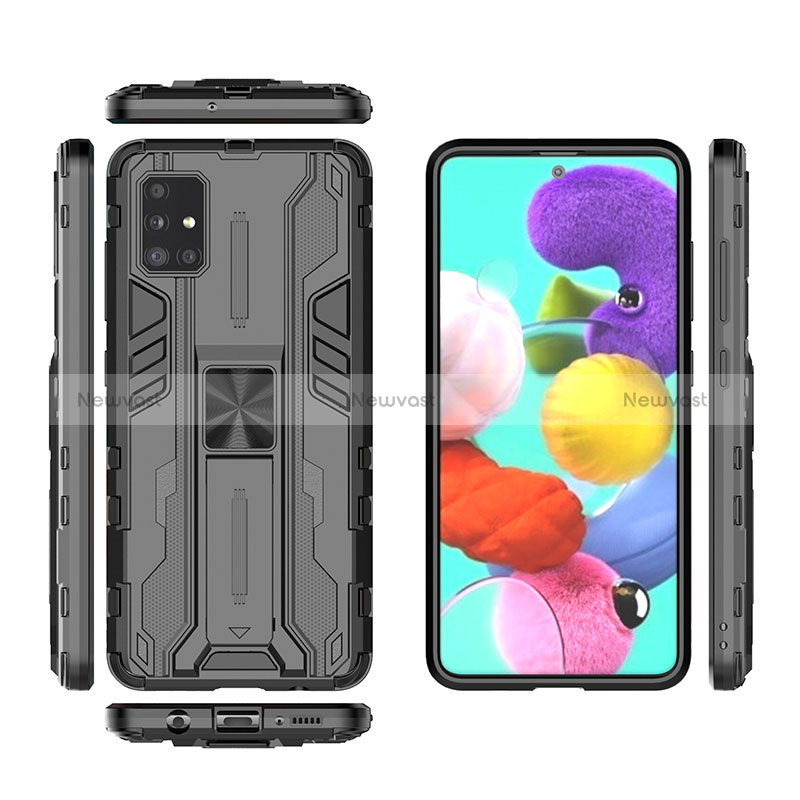 Silicone Matte Finish and Plastic Back Cover Case with Magnetic Stand KC2 for Samsung Galaxy A51 5G