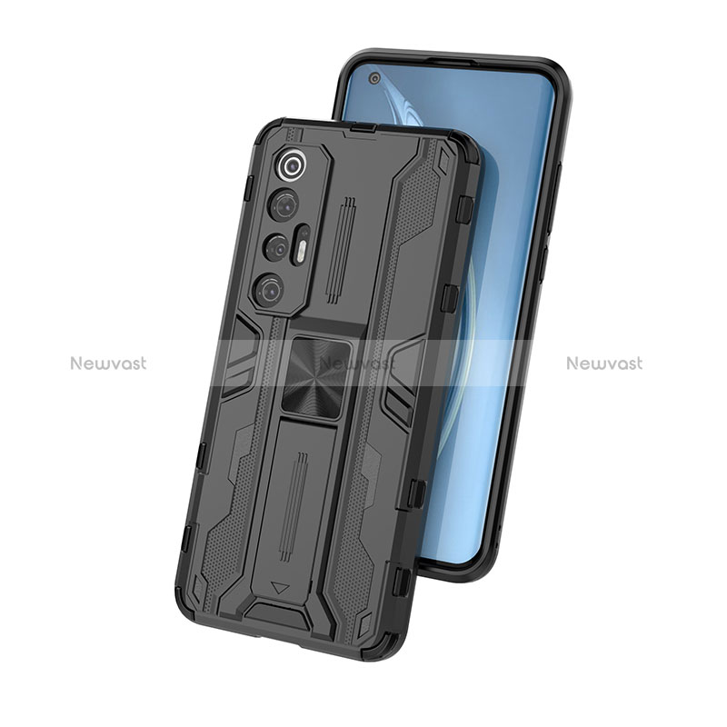 Silicone Matte Finish and Plastic Back Cover Case with Magnetic Stand KC2 for Xiaomi Mi 10S 5G