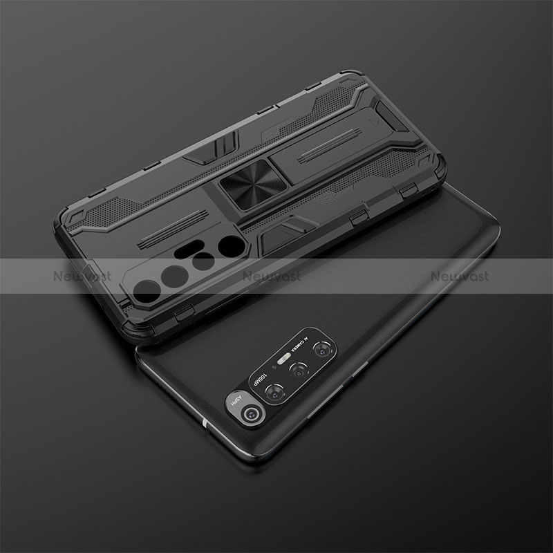 Silicone Matte Finish and Plastic Back Cover Case with Magnetic Stand KC2 for Xiaomi Mi 10S 5G