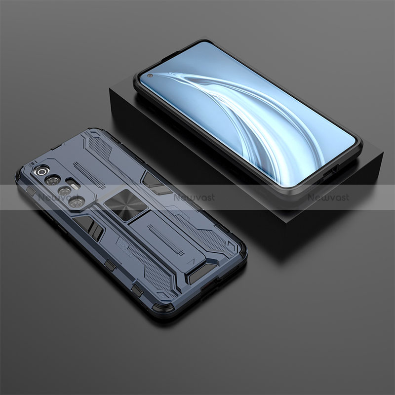 Silicone Matte Finish and Plastic Back Cover Case with Magnetic Stand KC2 for Xiaomi Mi 10S 5G