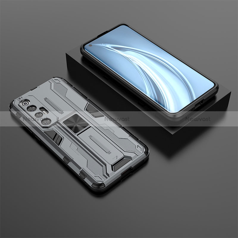 Silicone Matte Finish and Plastic Back Cover Case with Magnetic Stand KC2 for Xiaomi Mi 10S 5G