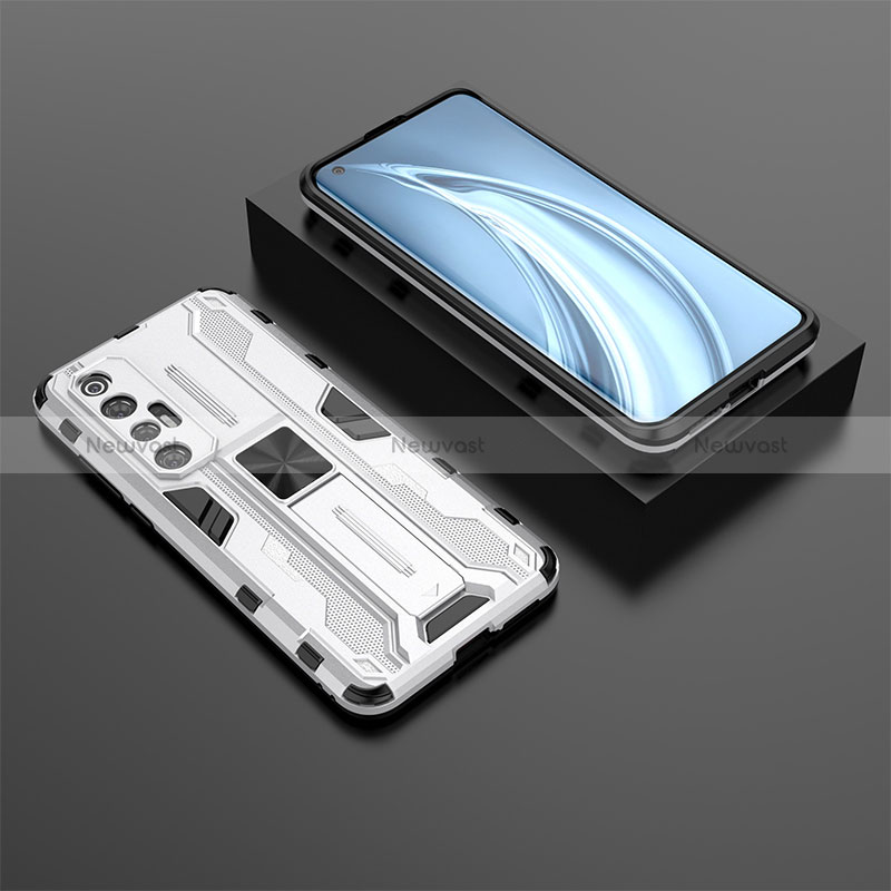 Silicone Matte Finish and Plastic Back Cover Case with Magnetic Stand KC2 for Xiaomi Mi 10S 5G