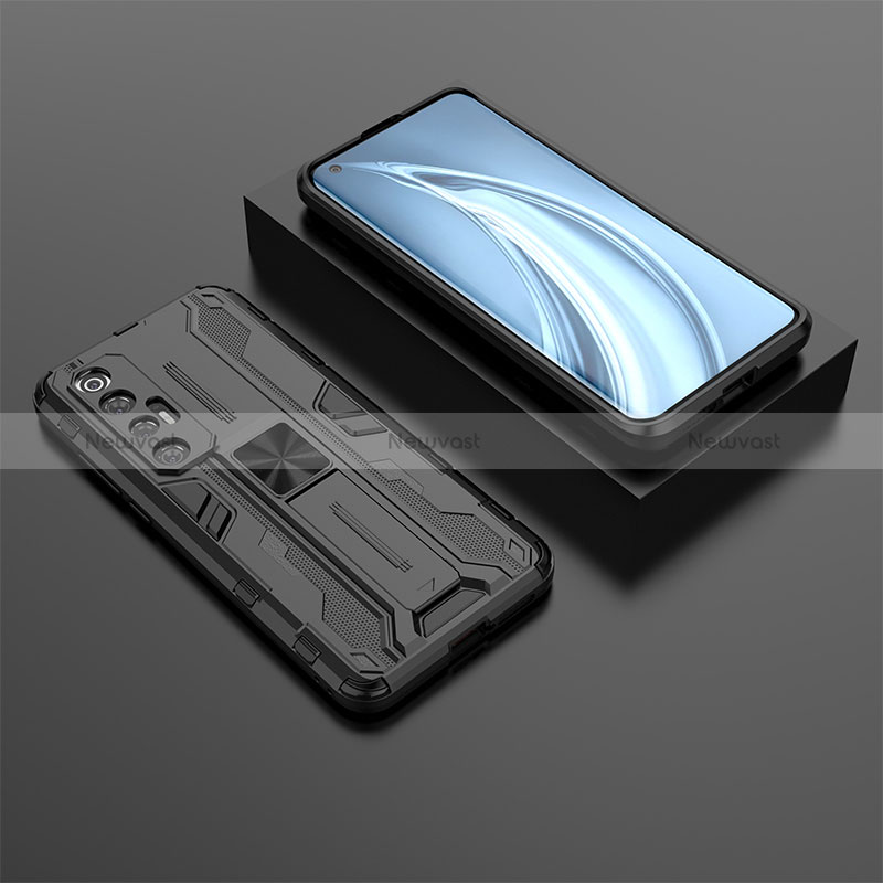 Silicone Matte Finish and Plastic Back Cover Case with Magnetic Stand KC2 for Xiaomi Mi 10S 5G