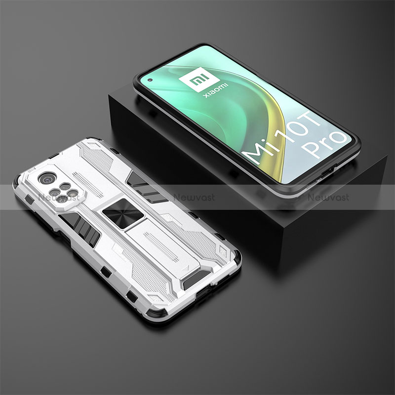 Silicone Matte Finish and Plastic Back Cover Case with Magnetic Stand KC2 for Xiaomi Mi 10T Pro 5G