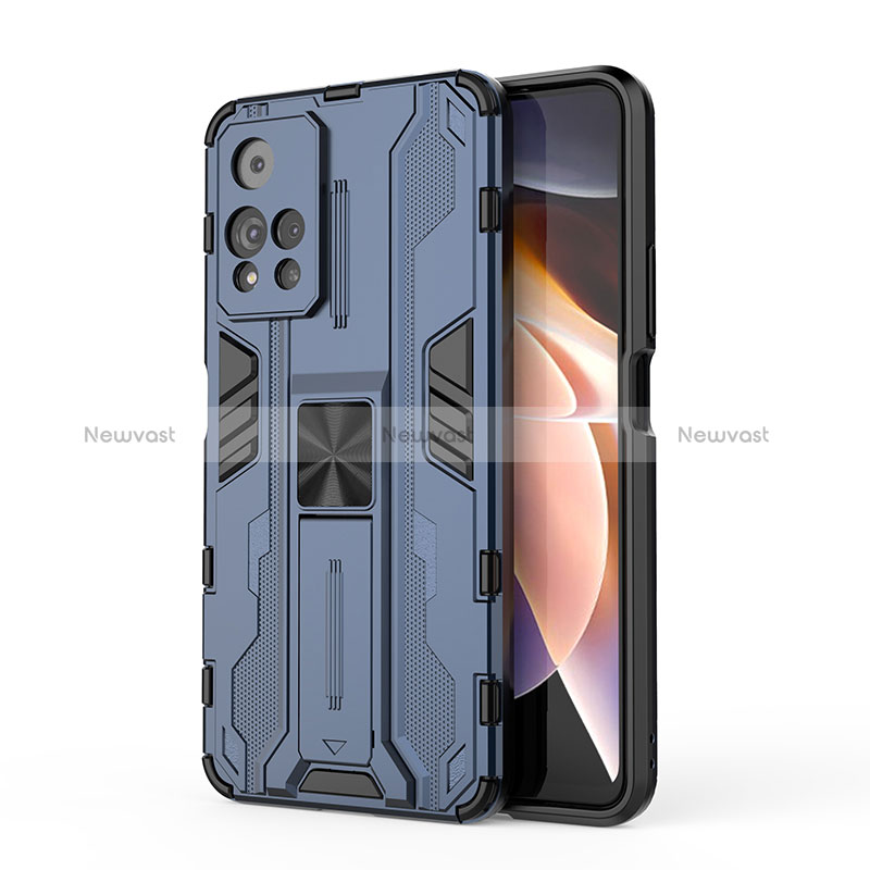 Silicone Matte Finish and Plastic Back Cover Case with Magnetic Stand KC2 for Xiaomi Mi 11i 5G (2022)