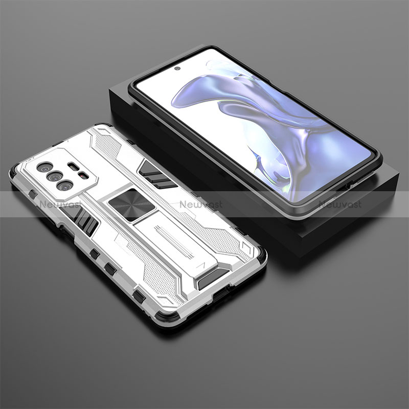 Silicone Matte Finish and Plastic Back Cover Case with Magnetic Stand KC2 for Xiaomi Mi 11T 5G