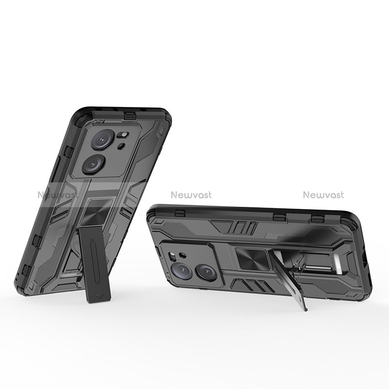 Silicone Matte Finish and Plastic Back Cover Case with Magnetic Stand KC2 for Xiaomi Mi 13T Pro 5G