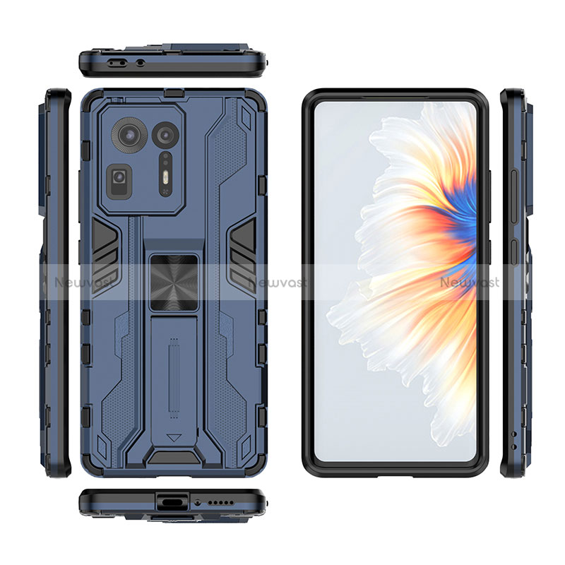 Silicone Matte Finish and Plastic Back Cover Case with Magnetic Stand KC2 for Xiaomi Mi Mix 4 5G