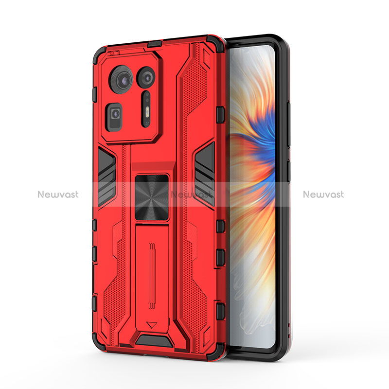 Silicone Matte Finish and Plastic Back Cover Case with Magnetic Stand KC2 for Xiaomi Mi Mix 4 5G