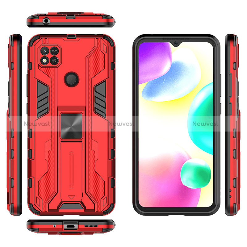 Silicone Matte Finish and Plastic Back Cover Case with Magnetic Stand KC2 for Xiaomi POCO C31