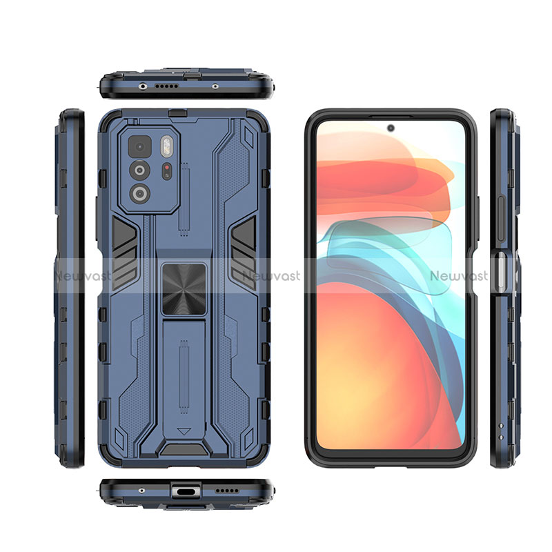 Silicone Matte Finish and Plastic Back Cover Case with Magnetic Stand KC2 for Xiaomi Poco X3 GT 5G