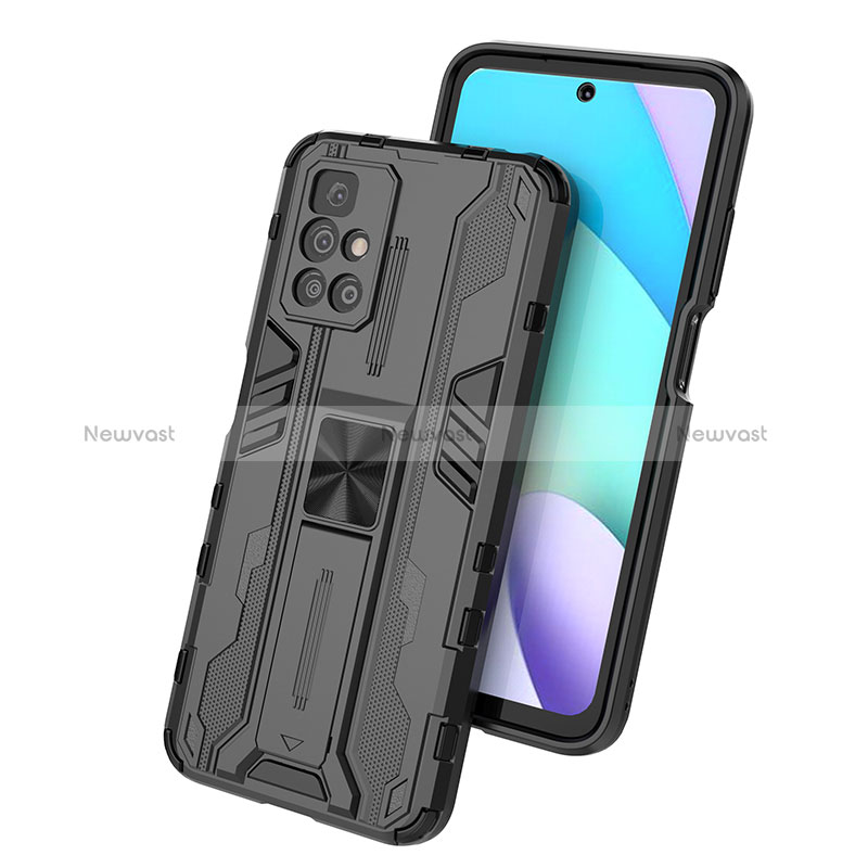 Silicone Matte Finish and Plastic Back Cover Case with Magnetic Stand KC2 for Xiaomi Redmi 10 (2022)