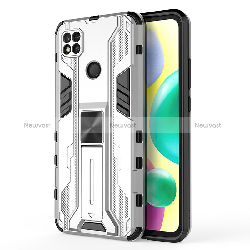 Silicone Matte Finish and Plastic Back Cover Case with Magnetic Stand KC2 for Xiaomi Redmi 9 Activ