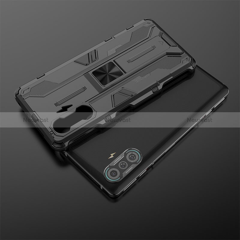 Silicone Matte Finish and Plastic Back Cover Case with Magnetic Stand KC2 for Xiaomi Redmi K40 Gaming 5G