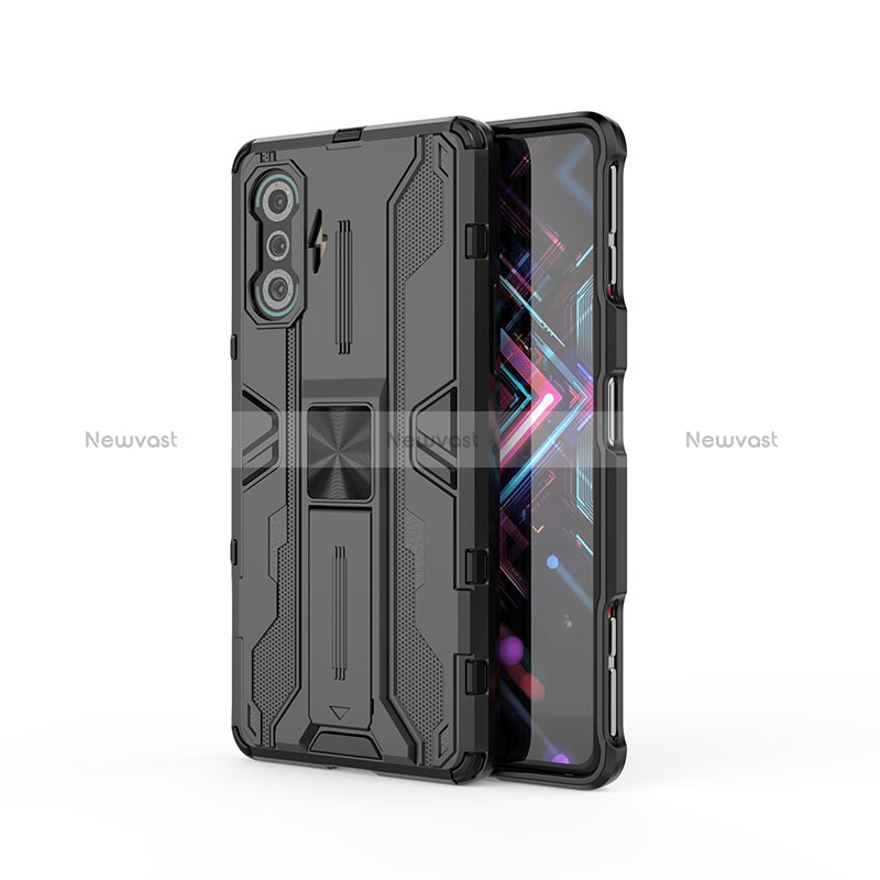 Silicone Matte Finish and Plastic Back Cover Case with Magnetic Stand KC2 for Xiaomi Redmi K40 Gaming 5G