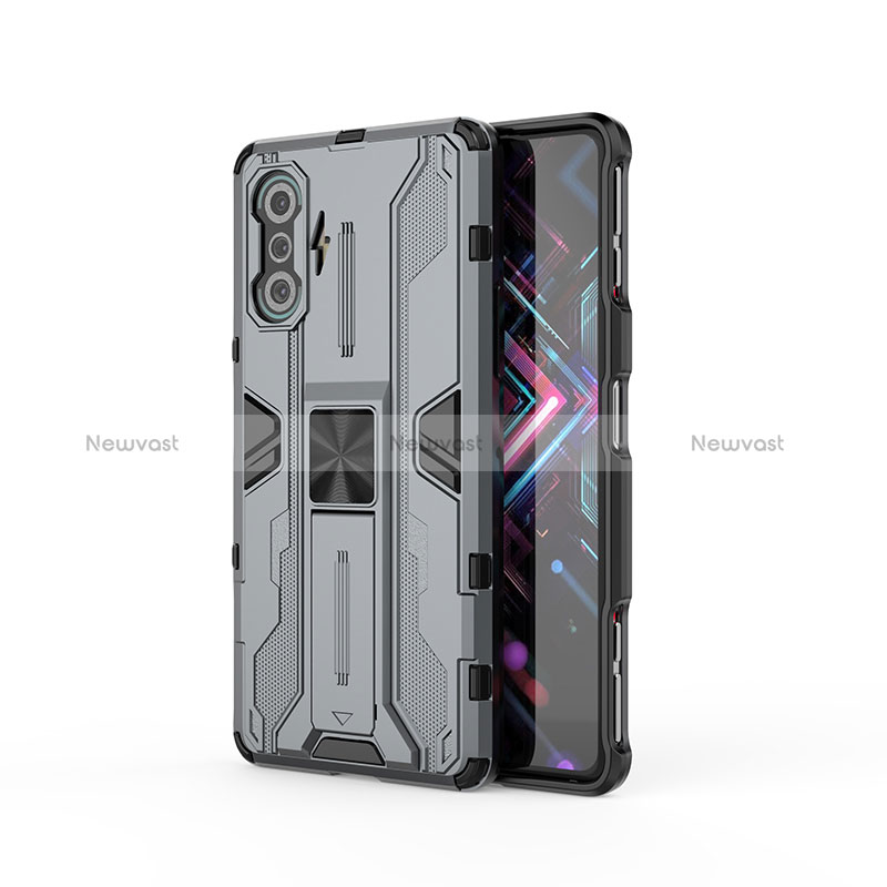 Silicone Matte Finish and Plastic Back Cover Case with Magnetic Stand KC2 for Xiaomi Redmi K40 Gaming 5G