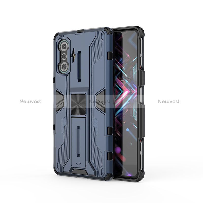 Silicone Matte Finish and Plastic Back Cover Case with Magnetic Stand KC2 for Xiaomi Redmi K40 Gaming 5G