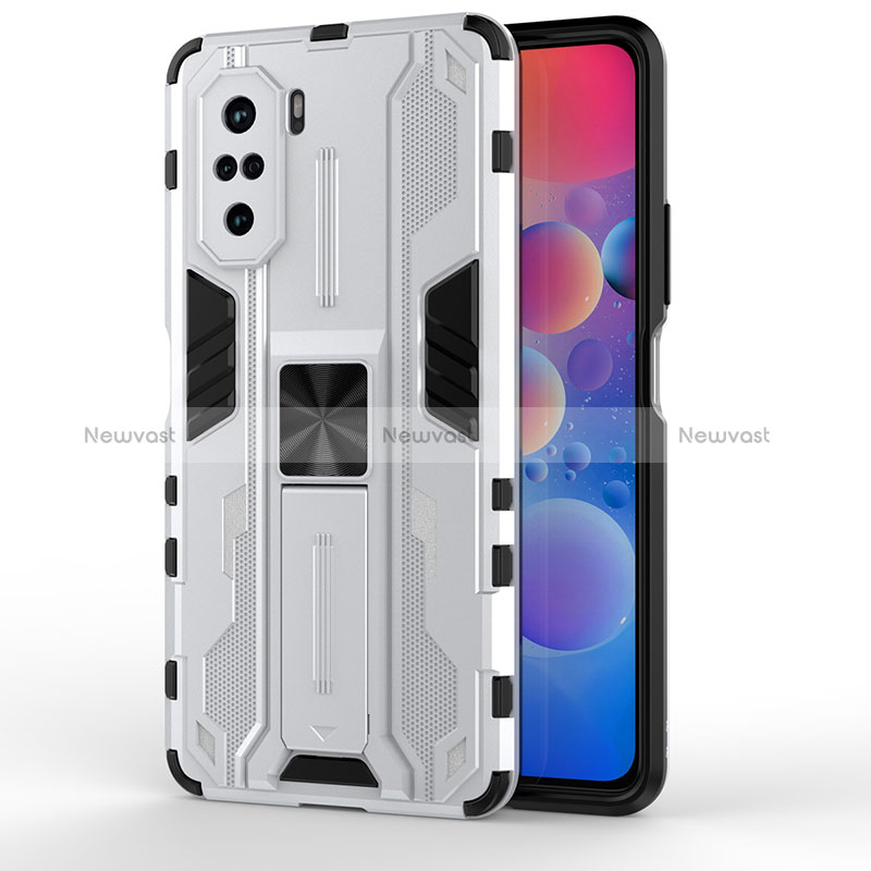 Silicone Matte Finish and Plastic Back Cover Case with Magnetic Stand KC2 for Xiaomi Redmi K40 Pro 5G