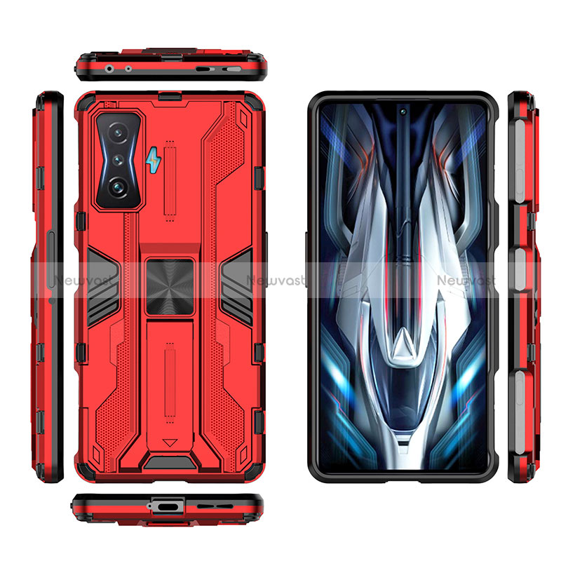 Silicone Matte Finish and Plastic Back Cover Case with Magnetic Stand KC2 for Xiaomi Redmi K50 Gaming AMG F1 5G