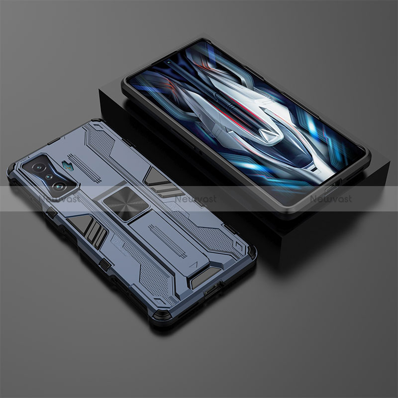 Silicone Matte Finish and Plastic Back Cover Case with Magnetic Stand KC2 for Xiaomi Redmi K50 Gaming AMG F1 5G