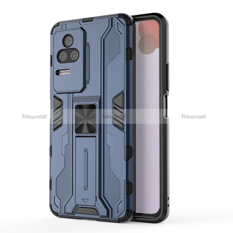 Silicone Matte Finish and Plastic Back Cover Case with Magnetic Stand KC2 for Xiaomi Redmi K50 Pro 5G