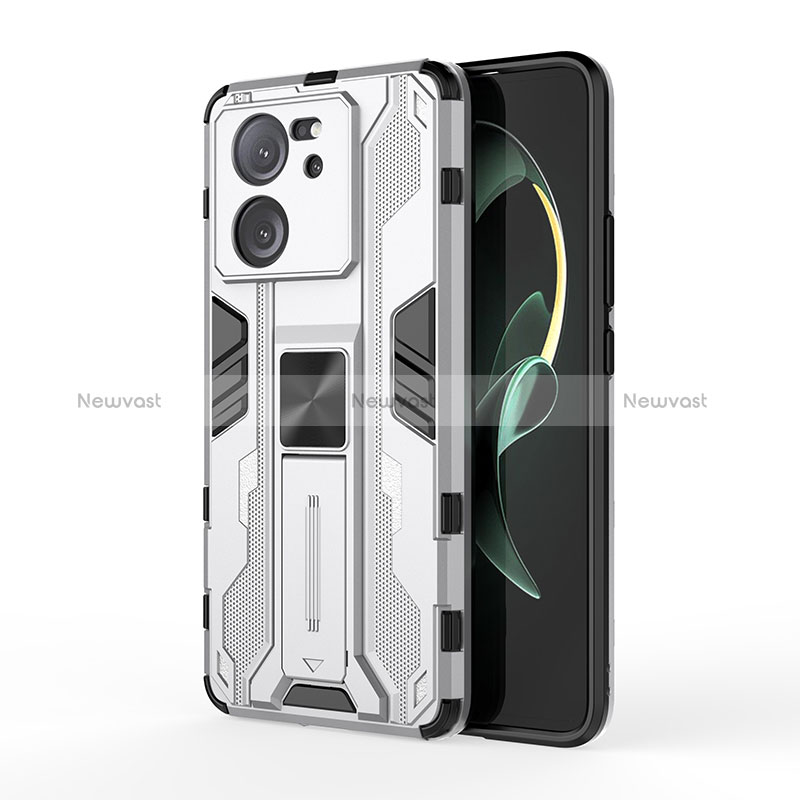 Silicone Matte Finish and Plastic Back Cover Case with Magnetic Stand KC2 for Xiaomi Redmi K60 Ultra 5G