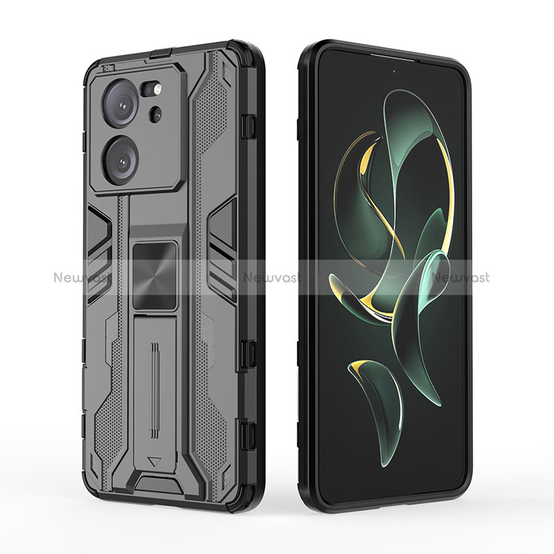 Silicone Matte Finish and Plastic Back Cover Case with Magnetic Stand KC2 for Xiaomi Redmi K60 Ultra 5G