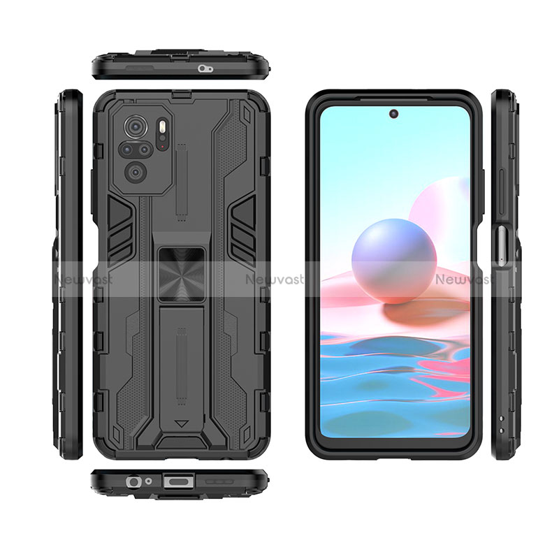 Silicone Matte Finish and Plastic Back Cover Case with Magnetic Stand KC2 for Xiaomi Redmi Note 11 SE India 4G