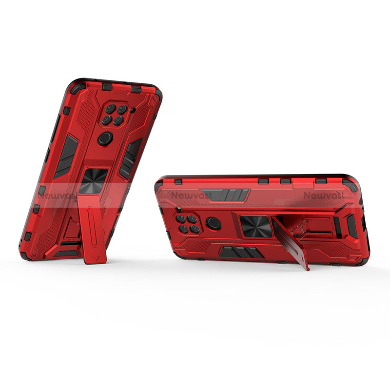 Silicone Matte Finish and Plastic Back Cover Case with Magnetic Stand KC2 for Xiaomi Redmi Note 9