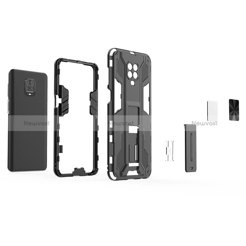 Silicone Matte Finish and Plastic Back Cover Case with Magnetic Stand KC2 for Xiaomi Redmi Note 9 Pro Max