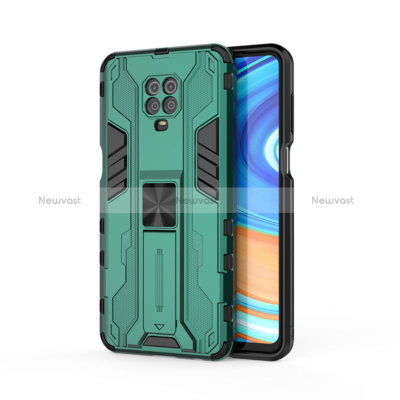 Silicone Matte Finish and Plastic Back Cover Case with Magnetic Stand KC2 for Xiaomi Redmi Note 9S