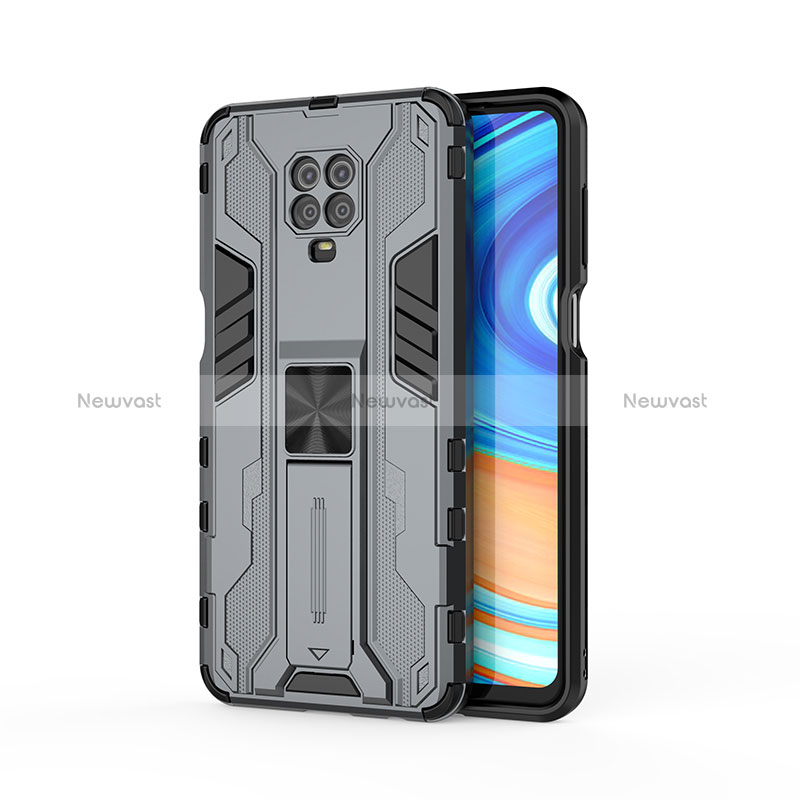 Silicone Matte Finish and Plastic Back Cover Case with Magnetic Stand KC2 for Xiaomi Redmi Note 9S