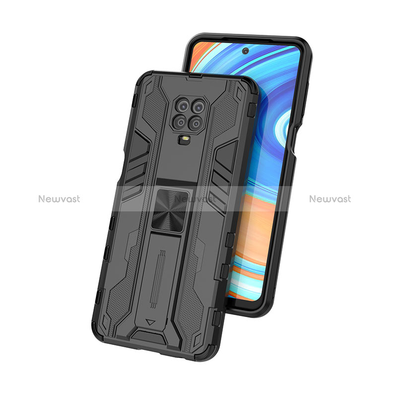 Silicone Matte Finish and Plastic Back Cover Case with Magnetic Stand KC2 for Xiaomi Redmi Note 9S