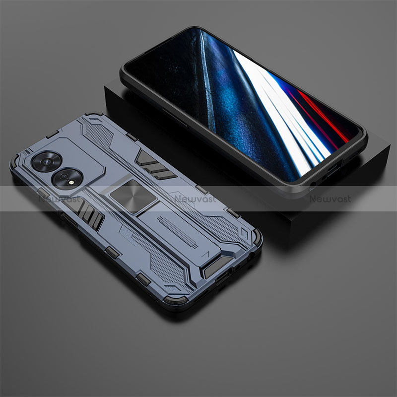 Silicone Matte Finish and Plastic Back Cover Case with Magnetic Stand KC3 for Oppo A78 4G