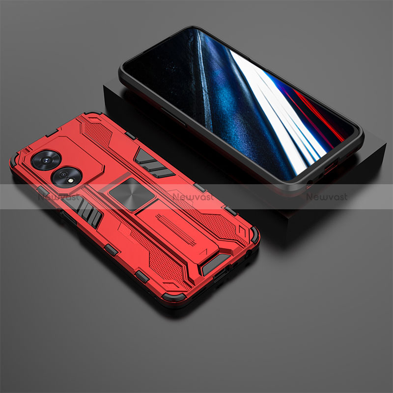 Silicone Matte Finish and Plastic Back Cover Case with Magnetic Stand KC3 for Oppo A78 4G