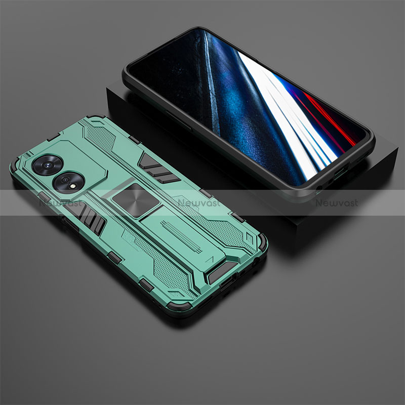 Silicone Matte Finish and Plastic Back Cover Case with Magnetic Stand KC3 for Oppo A78 4G