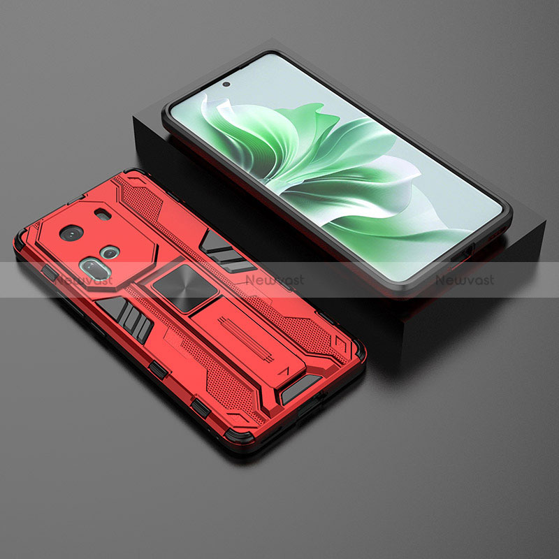 Silicone Matte Finish and Plastic Back Cover Case with Magnetic Stand KC3 for Oppo Reno11 5G