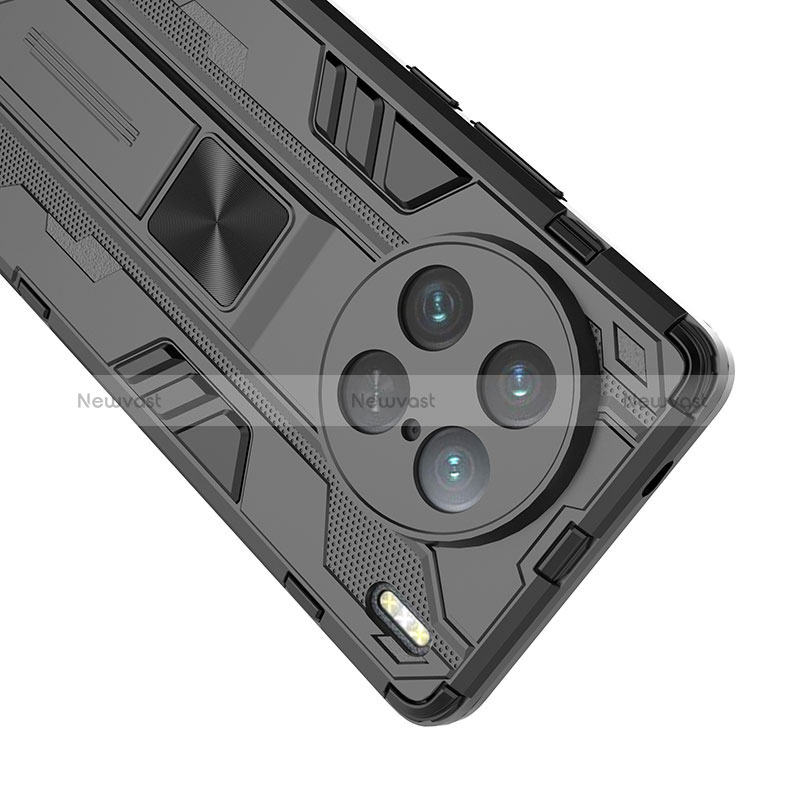 Silicone Matte Finish and Plastic Back Cover Case with Magnetic Stand KC3 for Vivo X90 Pro 5G