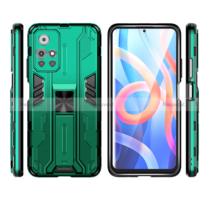 Silicone Matte Finish and Plastic Back Cover Case with Magnetic Stand KC3 for Xiaomi Redmi Note 11S 5G