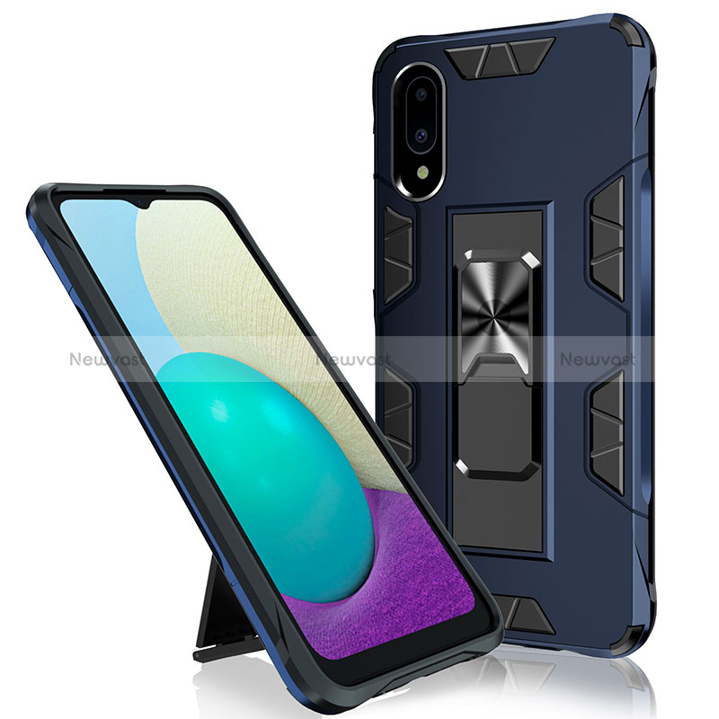Silicone Matte Finish and Plastic Back Cover Case with Magnetic Stand MQ1 for Samsung Galaxy A02