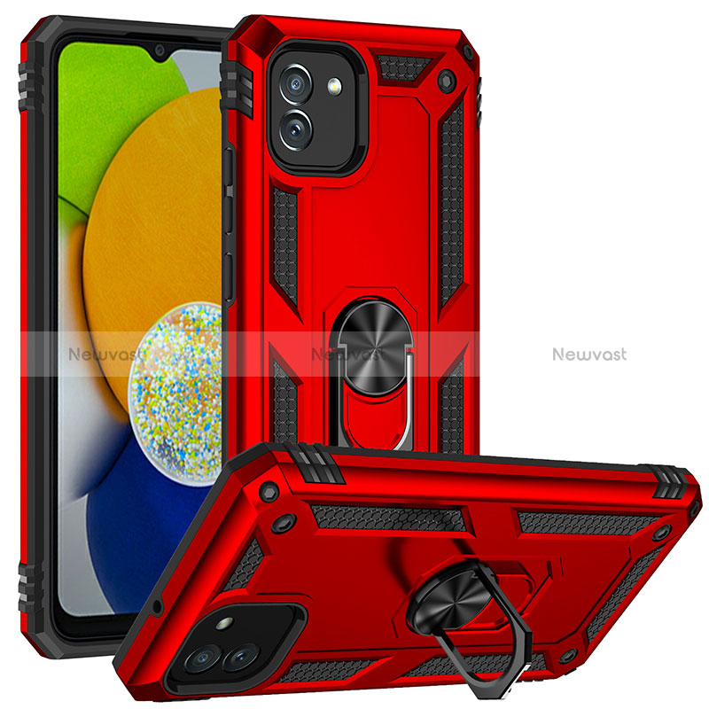 Silicone Matte Finish and Plastic Back Cover Case with Magnetic Stand MQ1 for Samsung Galaxy A03