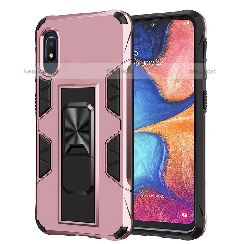 Silicone Matte Finish and Plastic Back Cover Case with Magnetic Stand MQ1 for Samsung Galaxy A10e