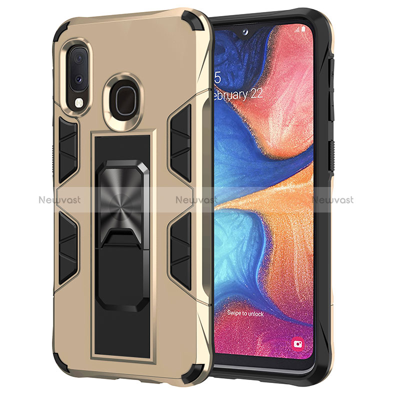 Silicone Matte Finish and Plastic Back Cover Case with Magnetic Stand MQ1 for Samsung Galaxy A20e