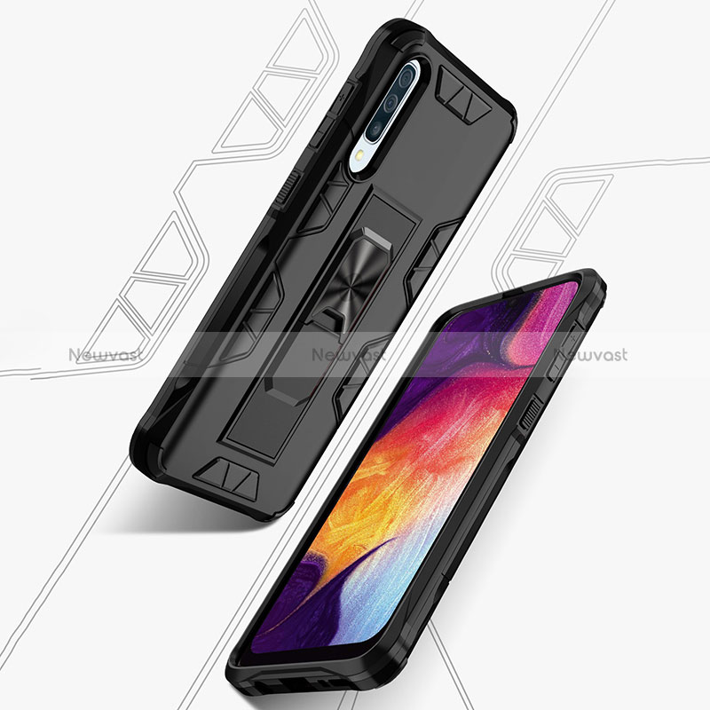 Silicone Matte Finish and Plastic Back Cover Case with Magnetic Stand MQ1 for Samsung Galaxy A30S