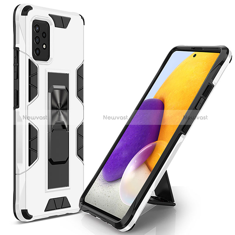 Silicone Matte Finish and Plastic Back Cover Case with Magnetic Stand MQ1 for Samsung Galaxy A52 4G