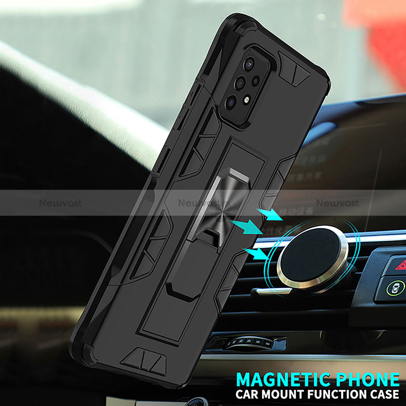 Silicone Matte Finish and Plastic Back Cover Case with Magnetic Stand MQ1 for Samsung Galaxy A52s 5G