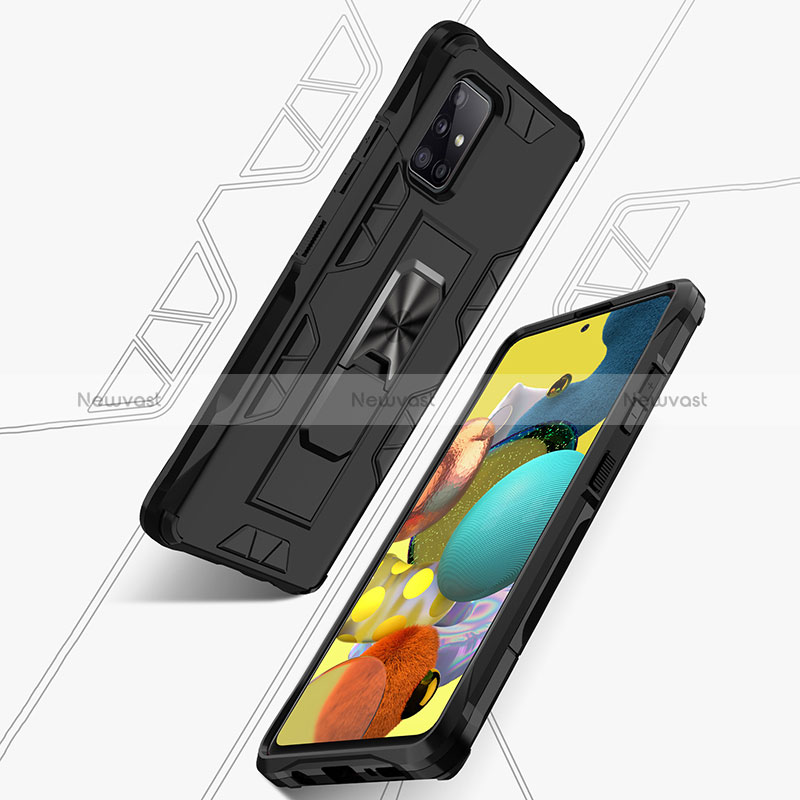 Silicone Matte Finish and Plastic Back Cover Case with Magnetic Stand MQ1 for Samsung Galaxy A71 5G