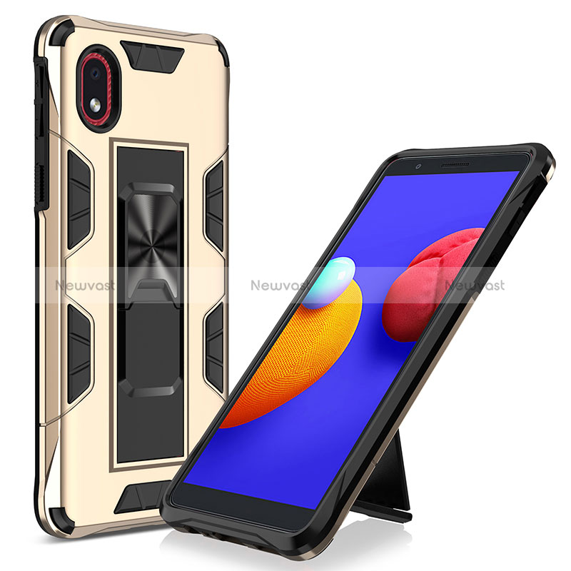 Silicone Matte Finish and Plastic Back Cover Case with Magnetic Stand MQ1 for Samsung Galaxy M01 Core