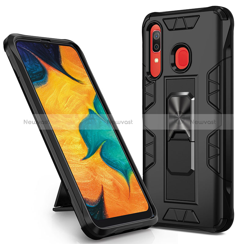 Silicone Matte Finish and Plastic Back Cover Case with Magnetic Stand MQ1 for Samsung Galaxy M10S