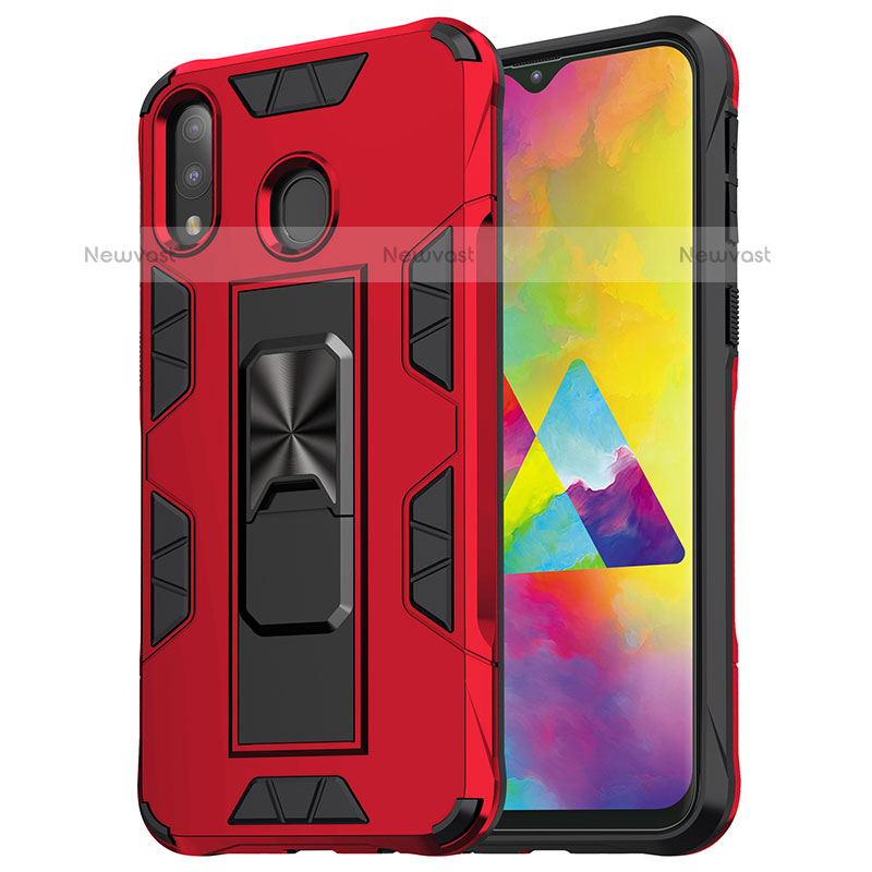 Silicone Matte Finish and Plastic Back Cover Case with Magnetic Stand MQ1 for Samsung Galaxy M20